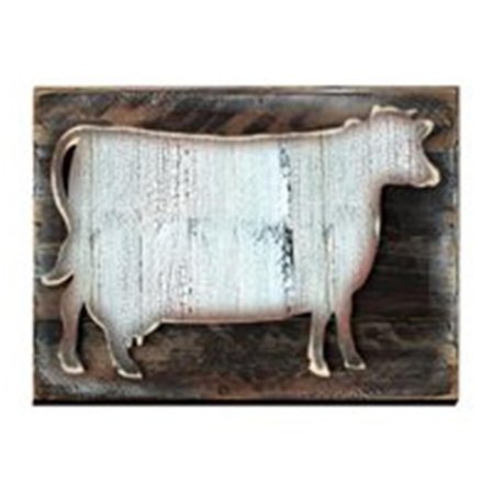 DESIGNOCRACY Cow Art on Board Wall Decor 9813608